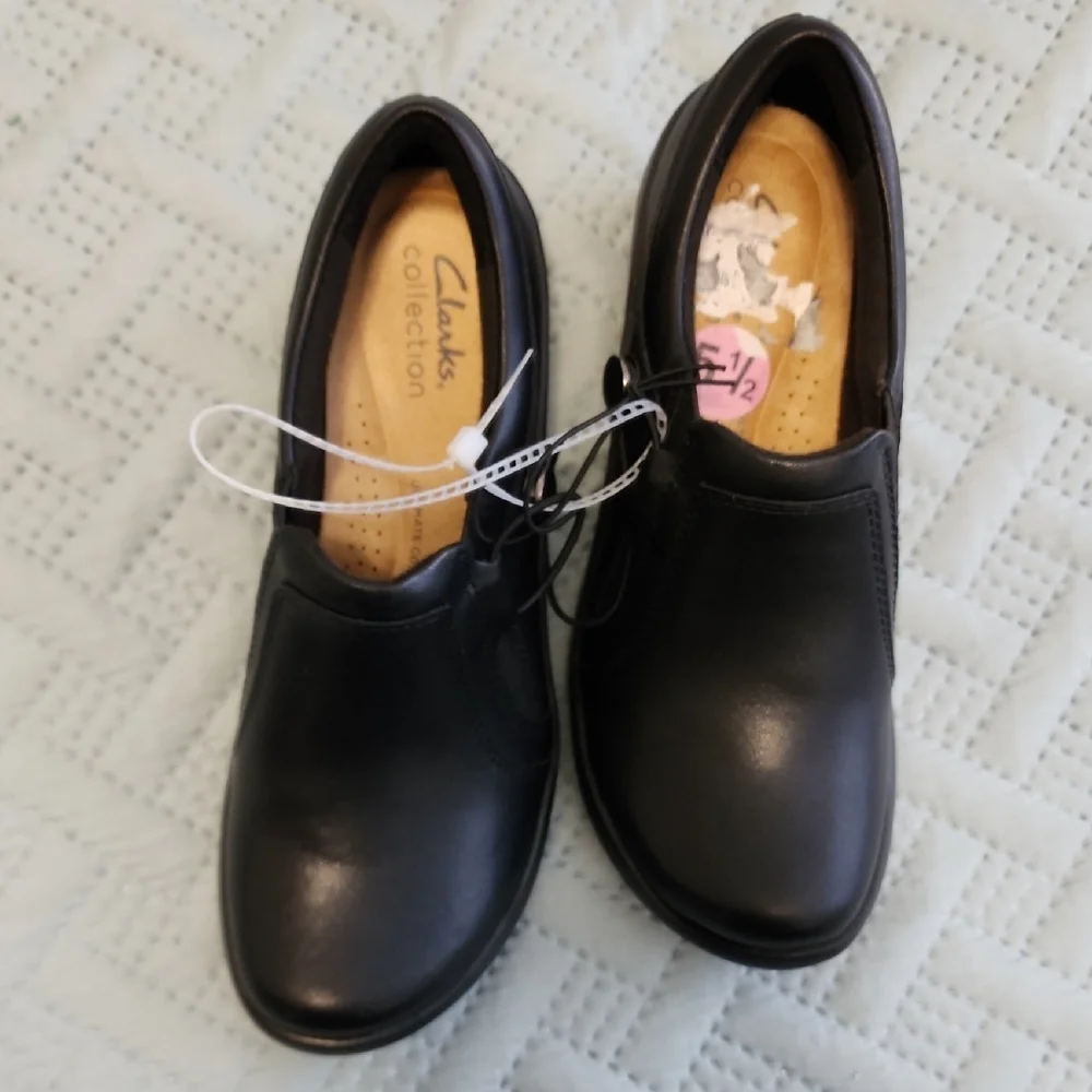 Clarks Black Leather Comfort Loafers